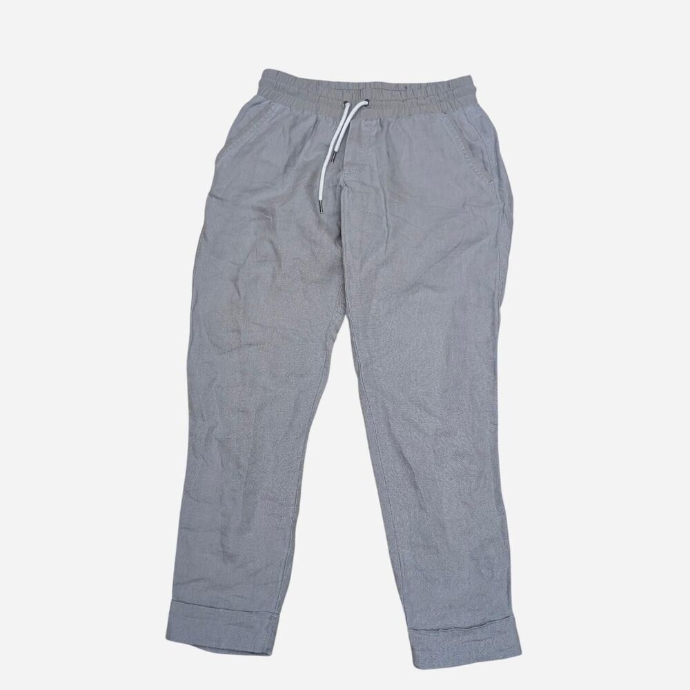 Athleta Light Grey cropped linen pant